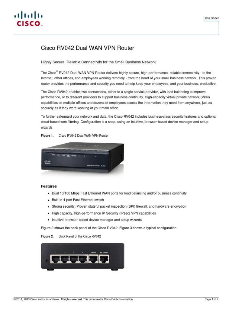 cisco rv042 datasheet